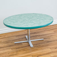 35-Inch Round Coffee Table with Green Laminate Top, Chrome Base
