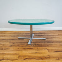 35-Inch Round Coffee Table with Green Laminate Top, Chrome Base