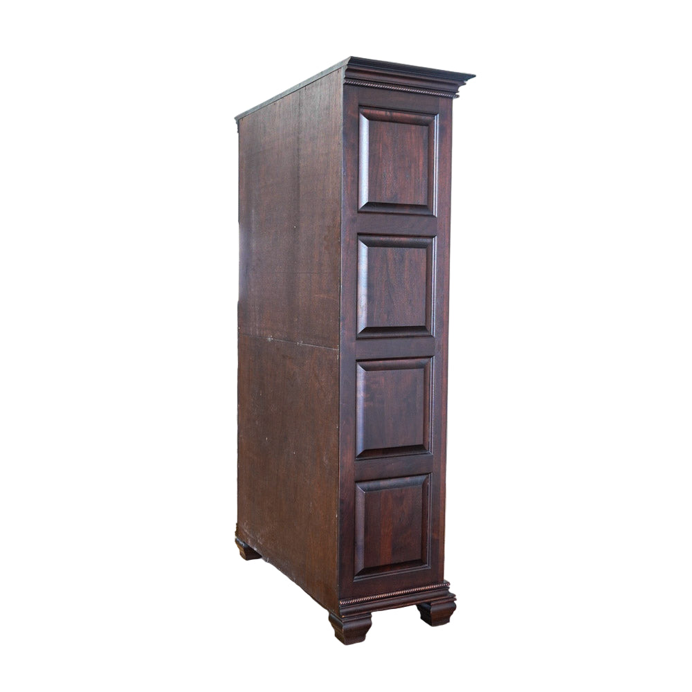 69-Inch 4-shelf Bookcase Cabinet With Glass Pocket Doors