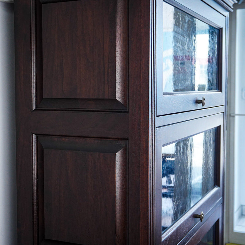 69-Inch 4-shelf Bookcase Cabinet With Glass Pocket Doors