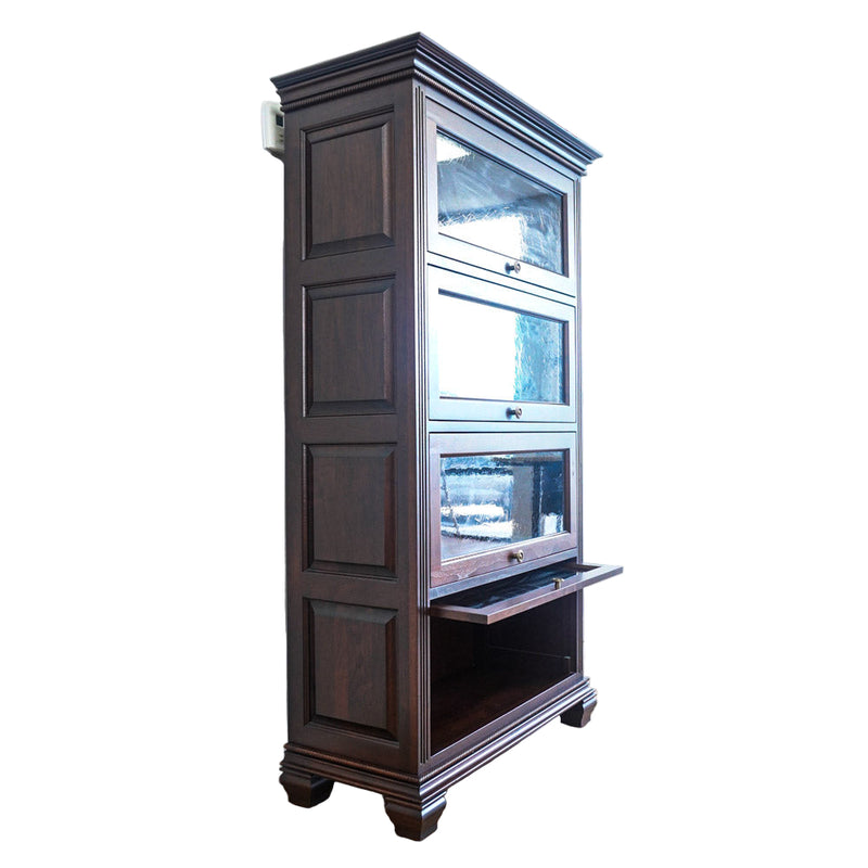 69-Inch 4-shelf Bookcase Cabinet With Glass Pocket Doors