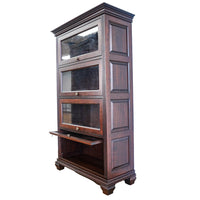 69-Inch 4-shelf Bookcase Cabinet With Glass Pocket Doors
