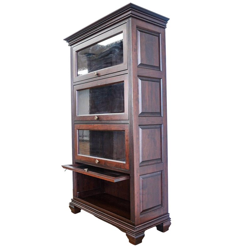 69-Inch 4-shelf Bookcase Cabinet With Glass Pocket Doors