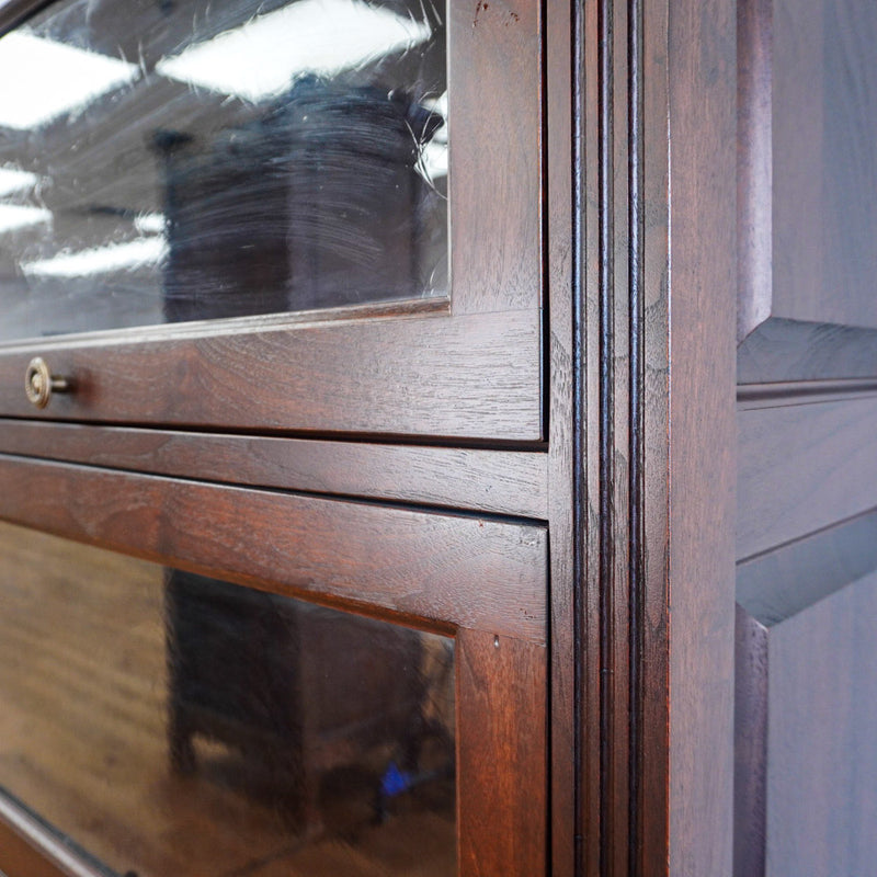 69-Inch 4-shelf Bookcase Cabinet With Glass Pocket Doors