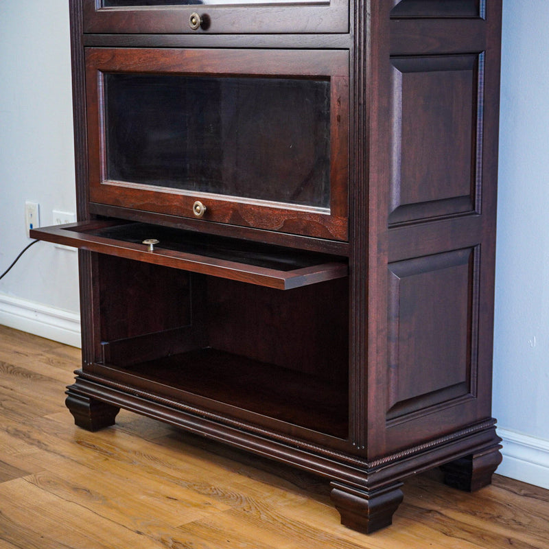 69-Inch 4-shelf Bookcase Cabinet With Glass Pocket Doors