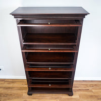 69-Inch 4-shelf Bookcase Cabinet With Glass Pocket Doors