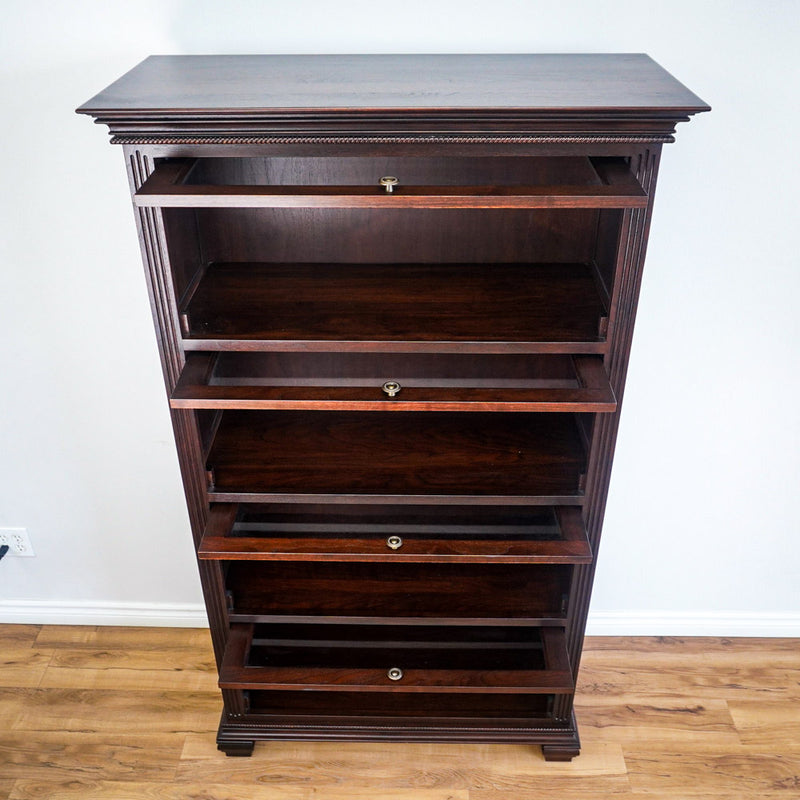 69-Inch 4-shelf Bookcase Cabinet With Glass Pocket Doors
