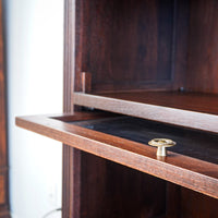 69-Inch 4-shelf Bookcase Cabinet With Glass Pocket Doors