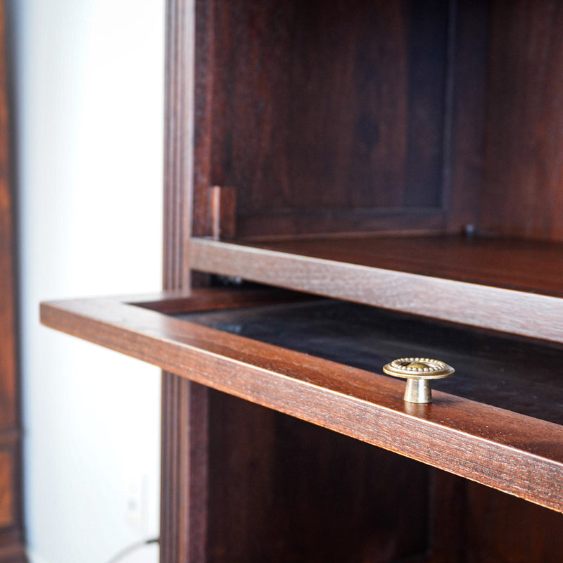 69-Inch 4-shelf Bookcase Cabinet With Glass Pocket Doors