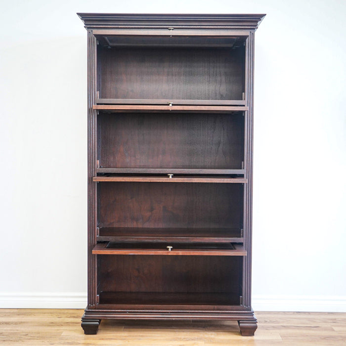 69-Inch 4-shelf Bookcase Cabinet With Glass Pocket Doors