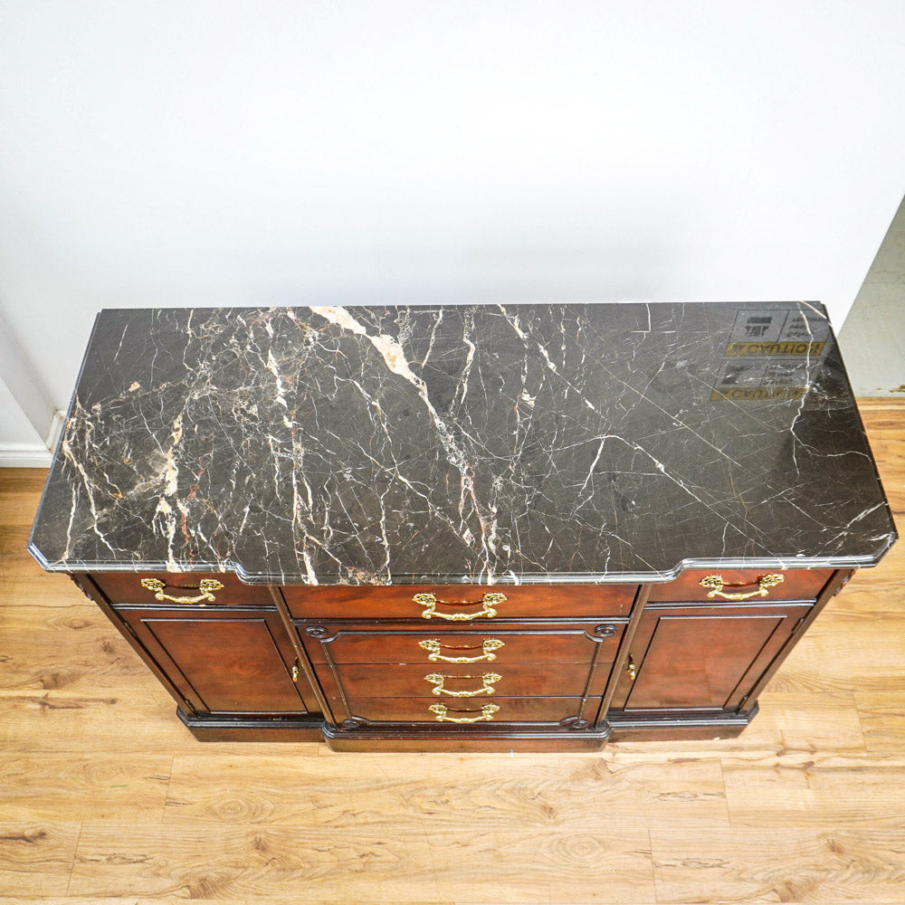 66-Inch Marble Top Antique Credenza