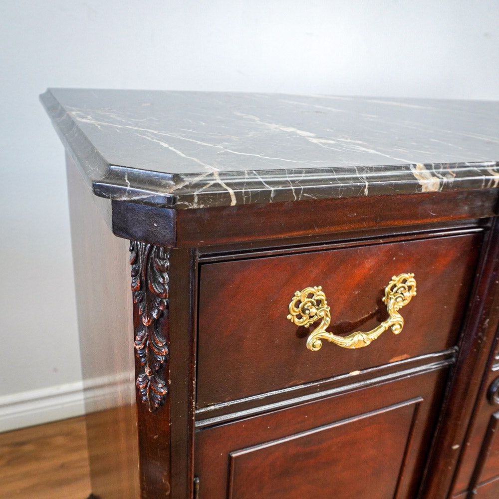 66-Inch Marble Top Antique Credenza