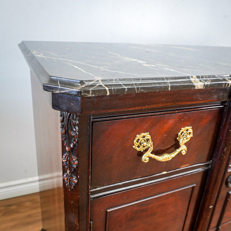 66-Inch Marble Top Antique Credenza