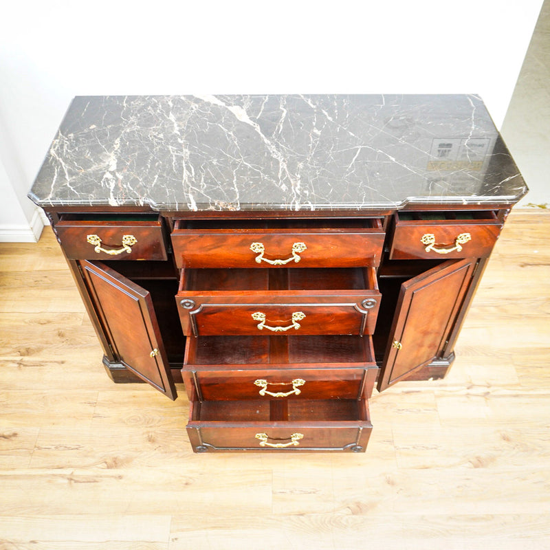 66-Inch Marble Top Antique Credenza