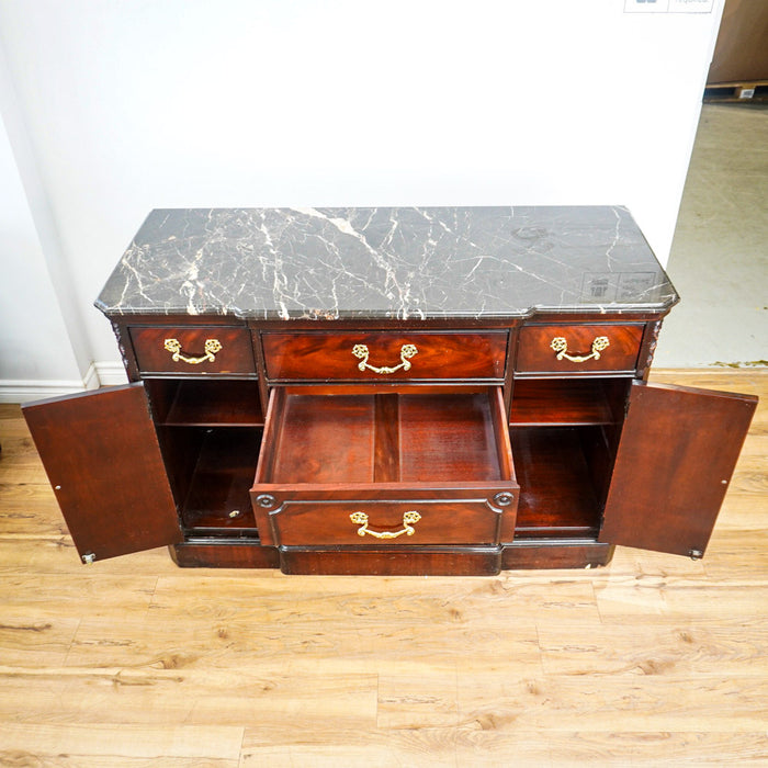 66-Inch Marble Top Antique Credenza