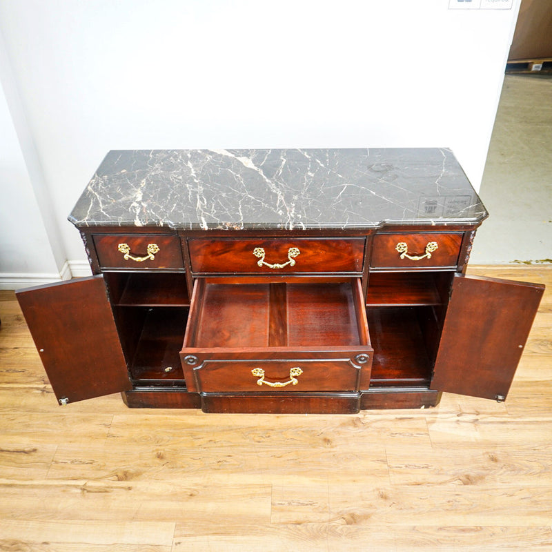 66-Inch Marble Top Antique Credenza