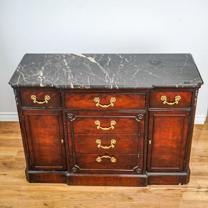 66-Inch Marble Top Antique Credenza