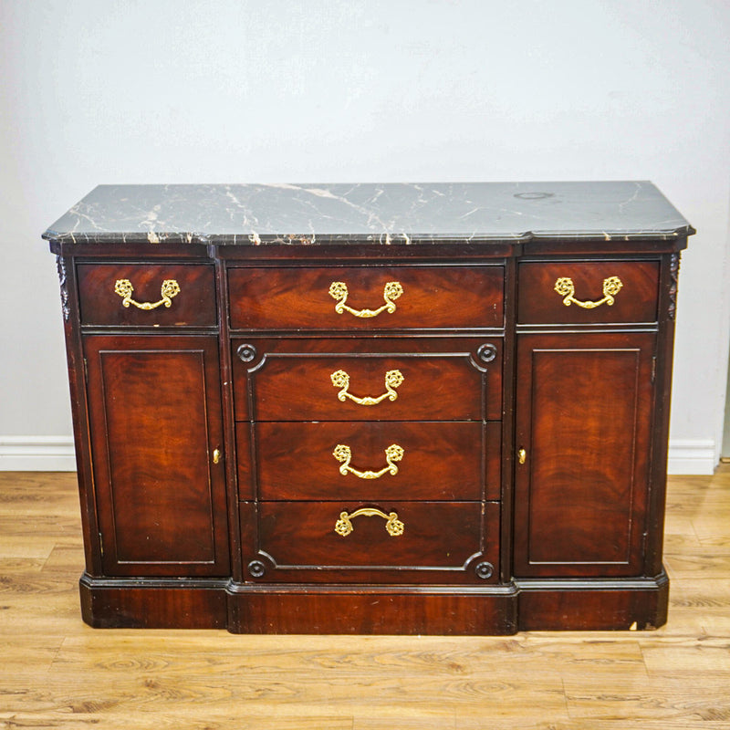 66-Inch Marble Top Antique Credenza