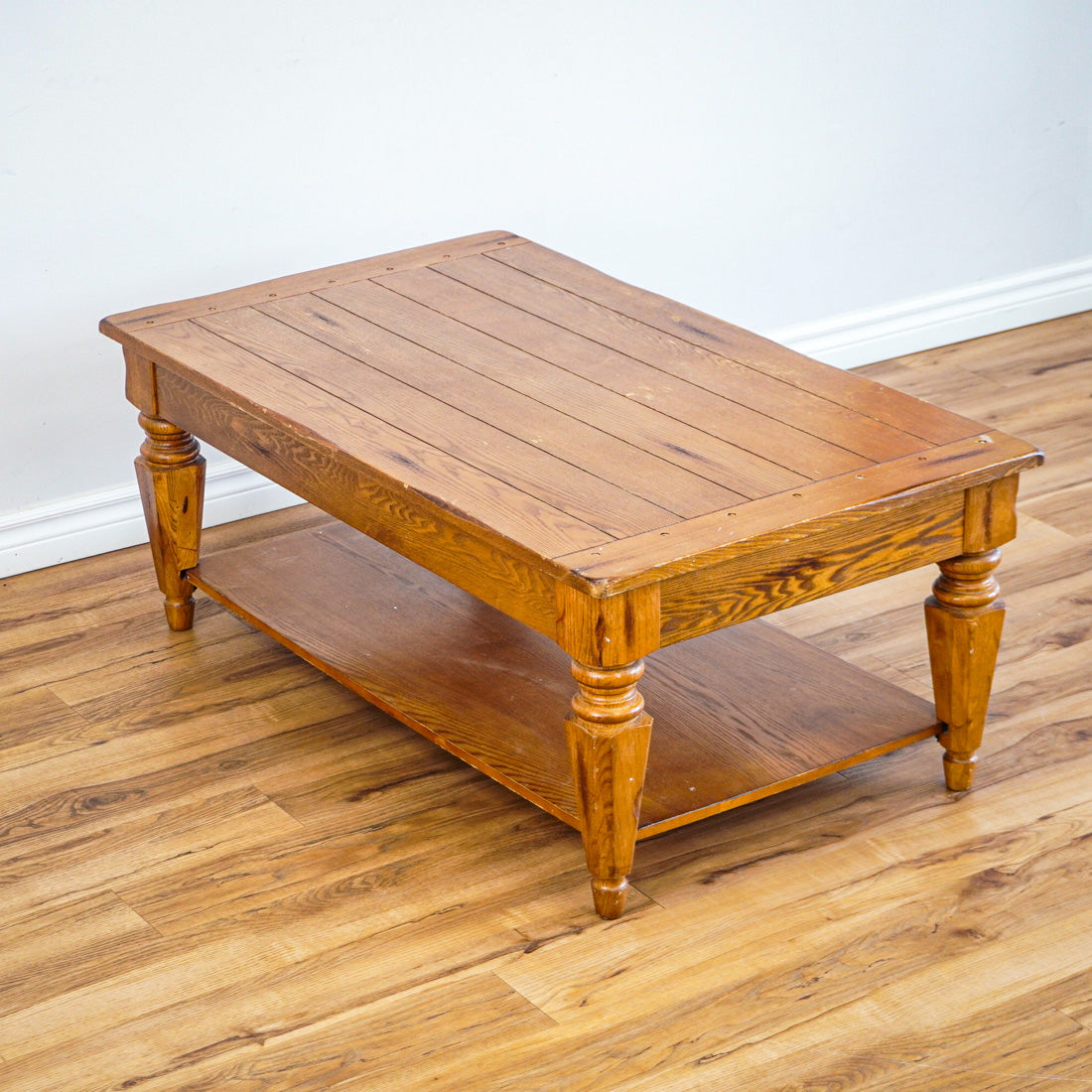 48-Inch W Hardwood Rectangular Coffee Table with Lower Shelf