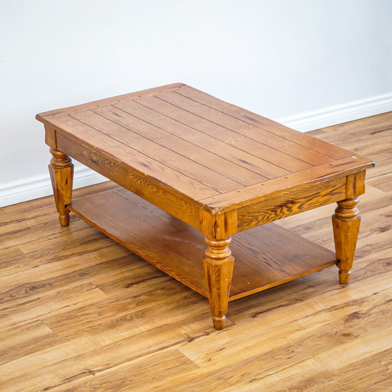 48-Inch W Hardwood Rectangular Coffee Table with Lower Shelf