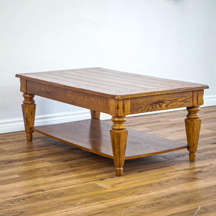 48-Inch W Hardwood Rectangular Coffee Table with Lower Shelf