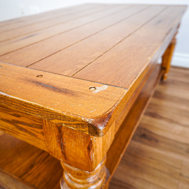 48-Inch W Hardwood Rectangular Coffee Table with Lower Shelf