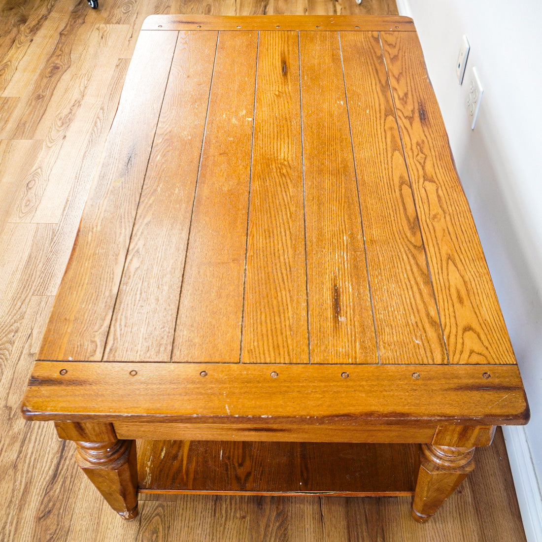 48-Inch W Hardwood Rectangular Coffee Table with Lower Shelf