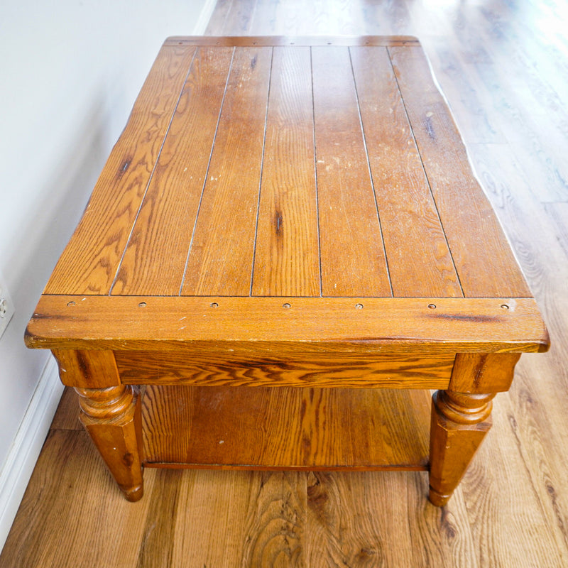 48-Inch W Hardwood Rectangular Coffee Table with Lower Shelf