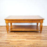 48-Inch W Hardwood Rectangular Coffee Table with Lower Shelf