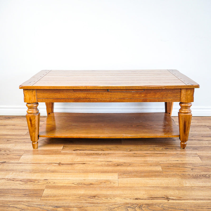 48-Inch W Hardwood Rectangular Coffee Table with Lower Shelf