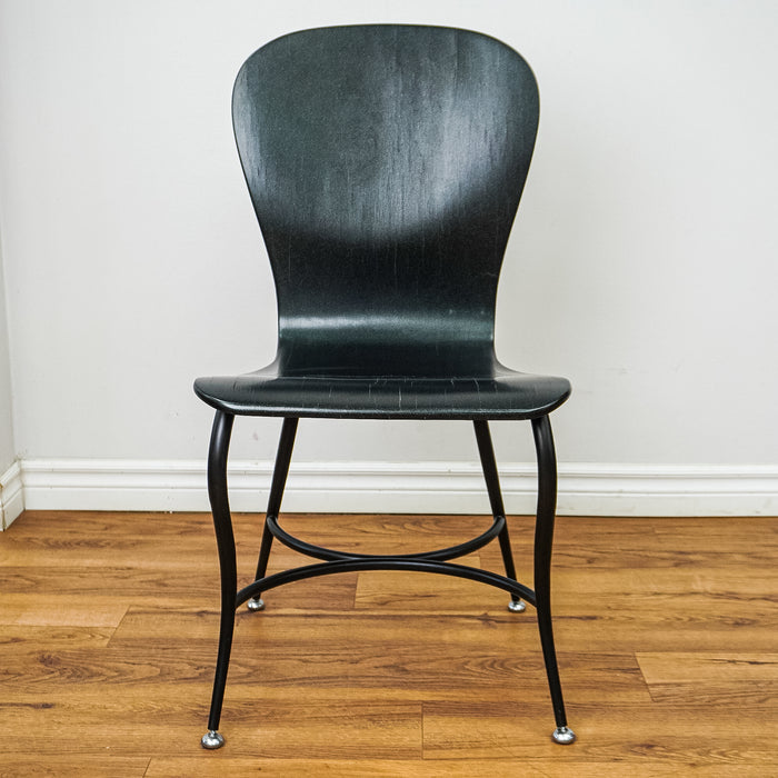 17.5-Inch W Black Solid Wood Armless Dining Chair (Hairline Fissures)