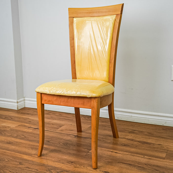 17-Inch W Light Yellow Upholstered High-Back Wood Dining Chair