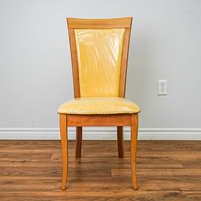 17-Inch W Light Yellow Upholstered High-Back Wood Dining Chair