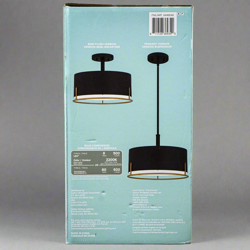 3-Light Kingston Convertible Semi-Flush or Pendant Light in Matte Black