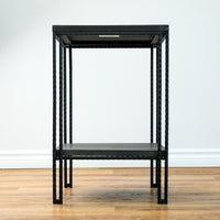 Decorative 24.25-Inch Tall End Table in Solid Wood Carbon and Natural Wrought Iron