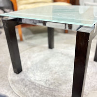 23.75-in. Square Glass-Top Coffee Table with Sleek Black Wooden Frame