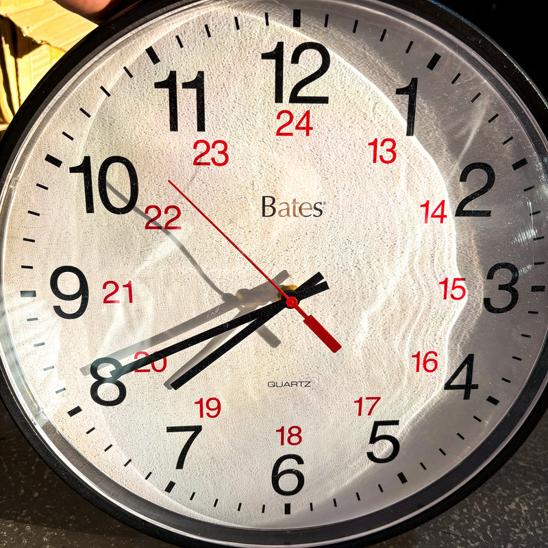 Classic Bates Quartz Round Clock with 24-Hour Numbers