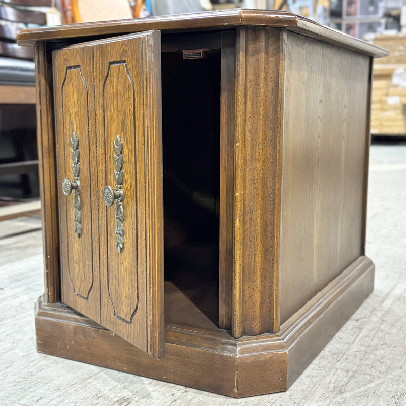 26-Inch Wooden End Table with Accented Storage Cabinet