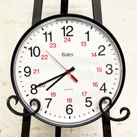 Classic Bates Quartz Round Clock with 24-Hour Numbers