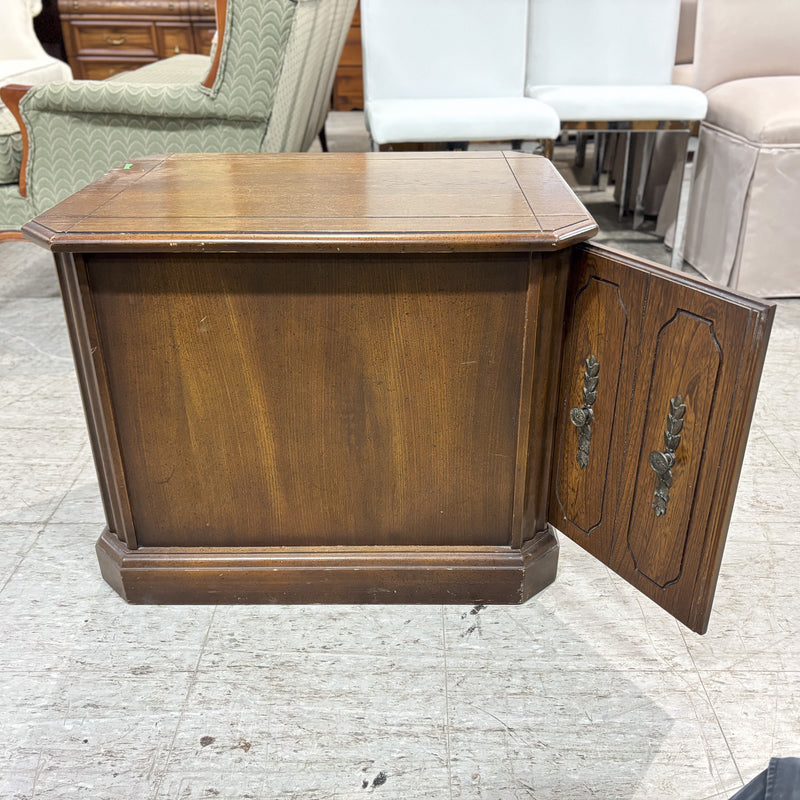 26-Inch Wooden End Table with Accented Storage Cabinet