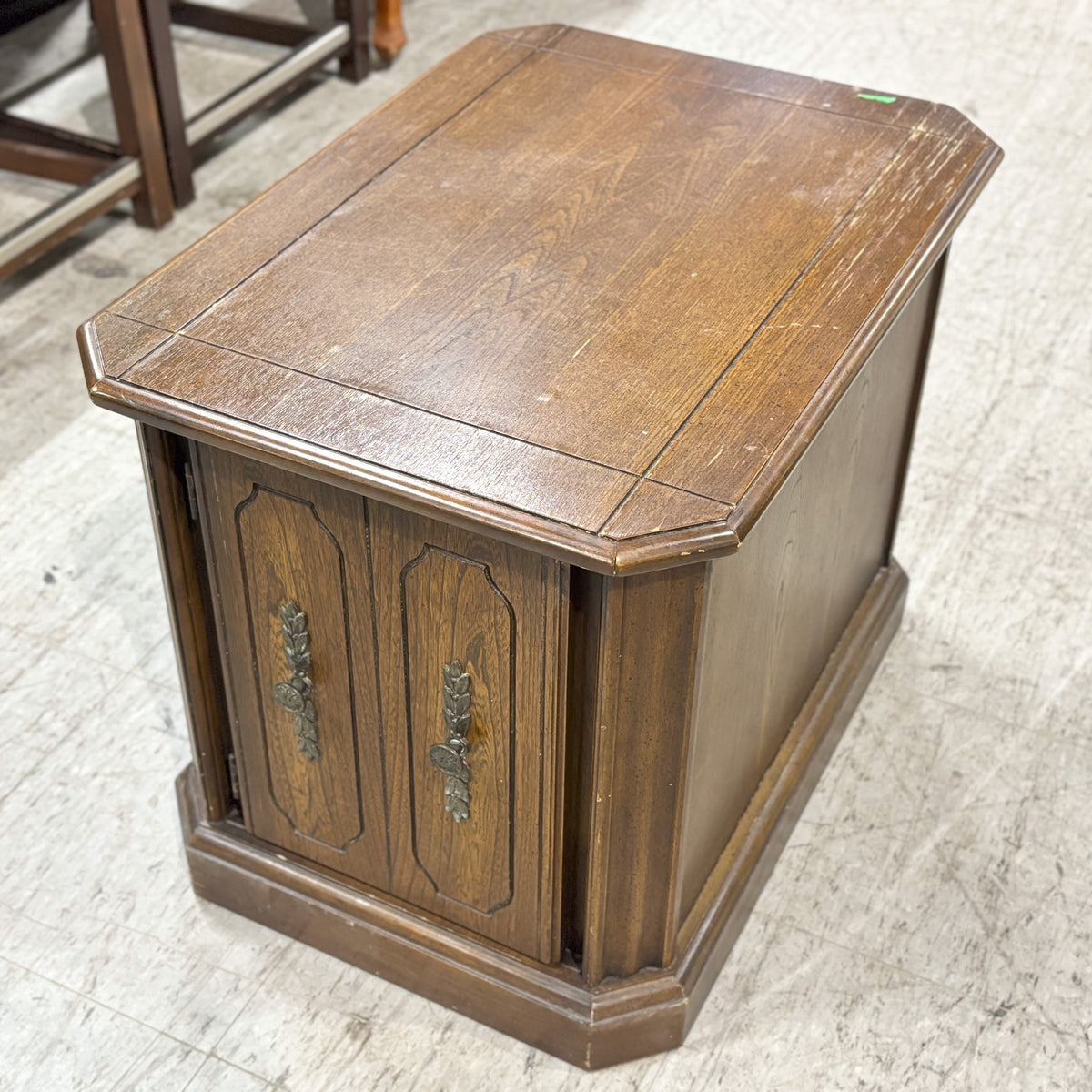 26-Inch Wooden End Table with Accented Storage Cabinet