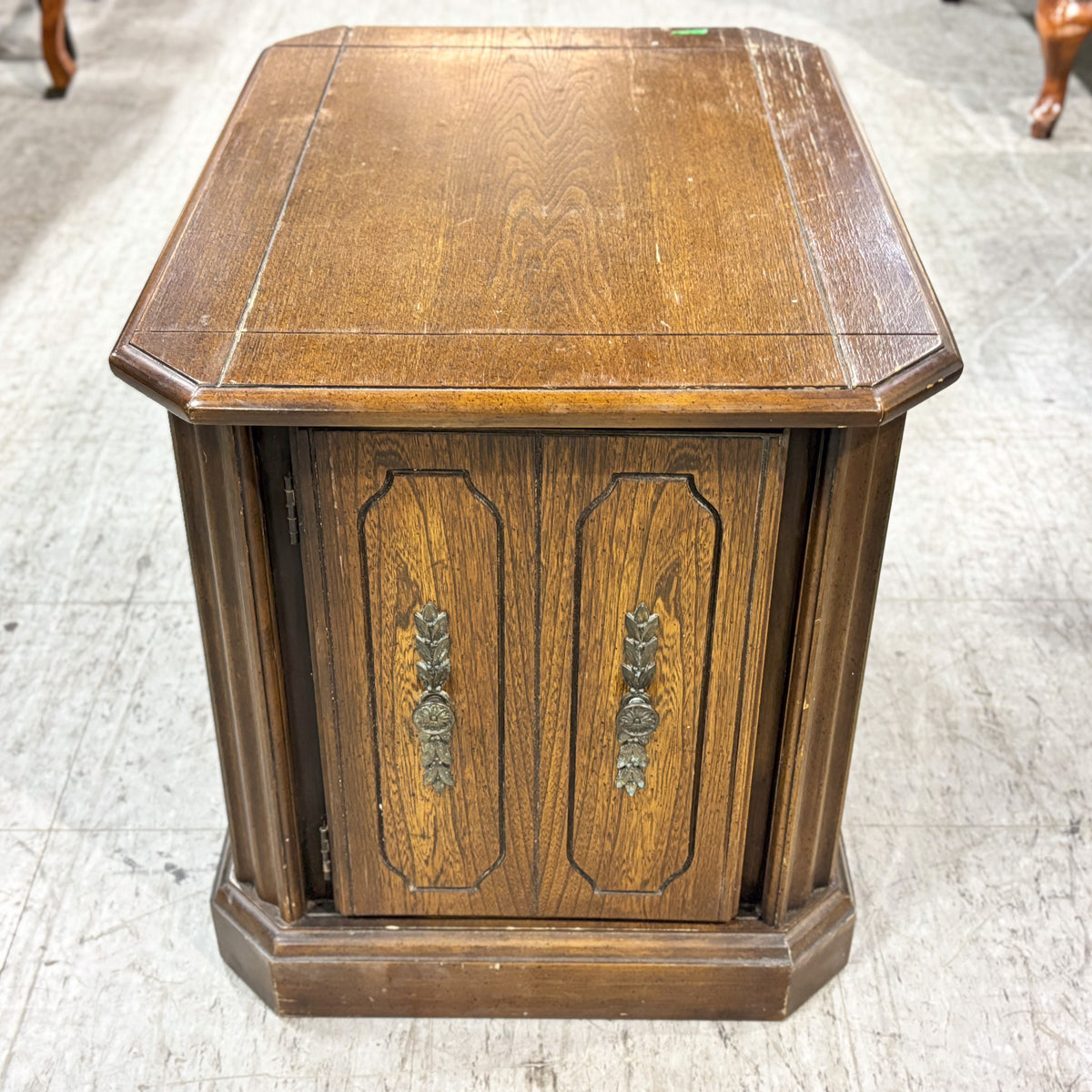 26-Inch Wooden End Table with Accented Storage Cabinet