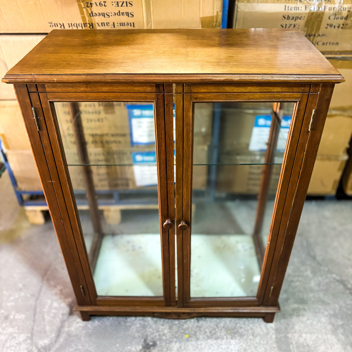 36”W Rustic Wood/Glass Display Cabinet