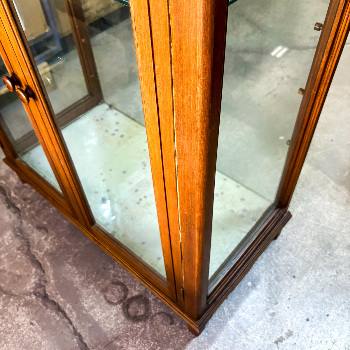 36”W Rustic Wood/Glass Display Cabinet