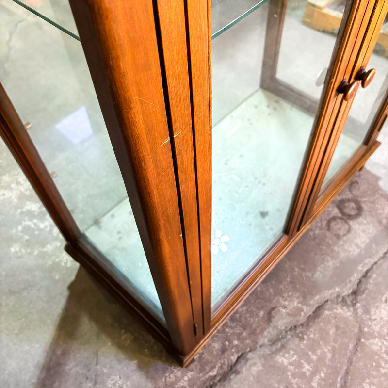 36”W Rustic Wood/Glass Display Cabinet