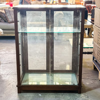 36”W Rustic Wood/Glass Display Cabinet