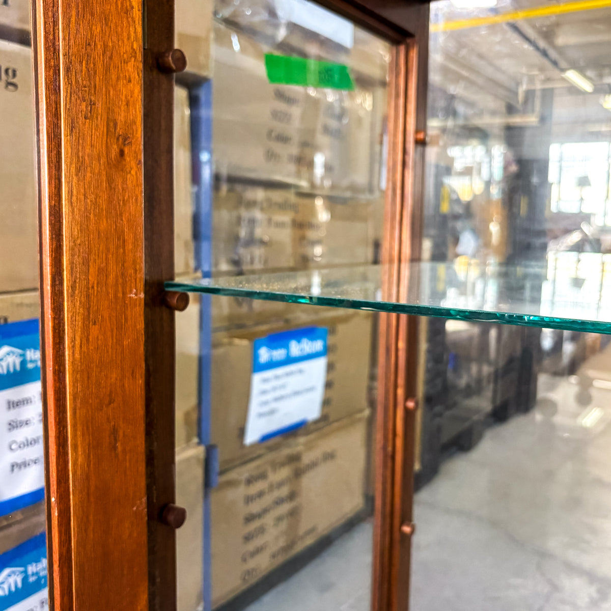 36”W Rustic Wood/Glass Display Cabinet