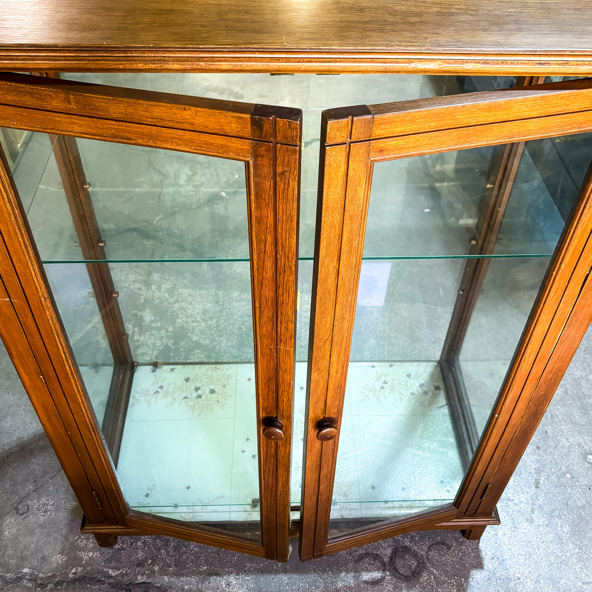 36”W Rustic Wood/Glass Display Cabinet