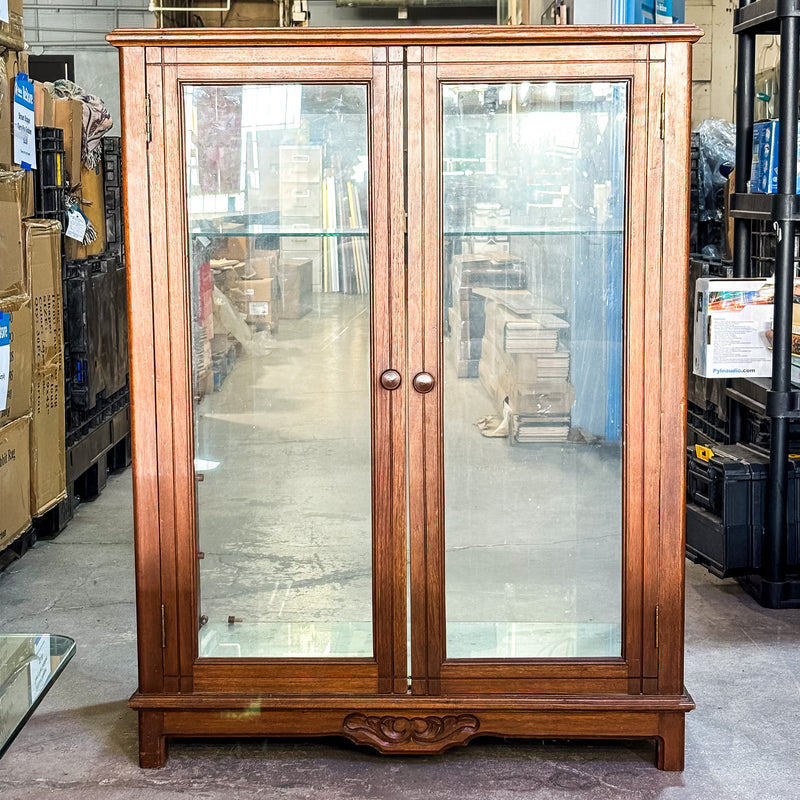 36”W Rustic Wood/Glass Display Cabinet