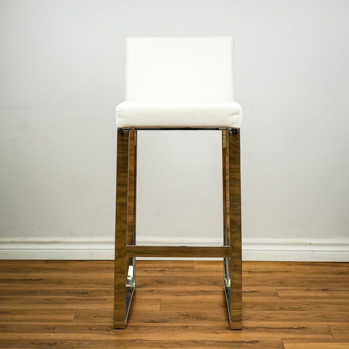 Architect 16-inch Square White Counter Stool with Backrest